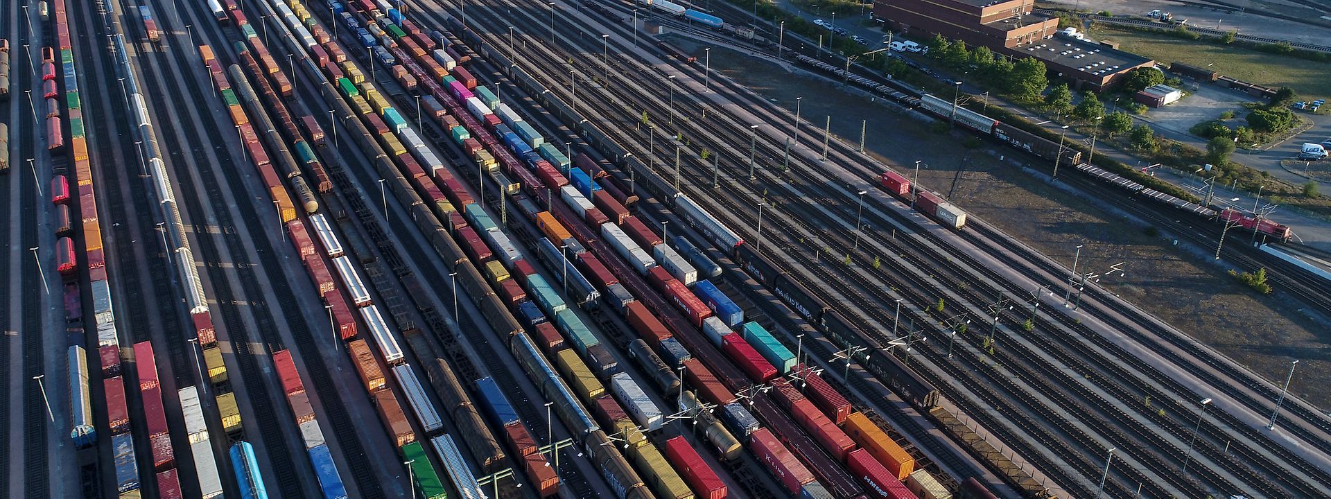 Freight wagons, marshalling yard from above